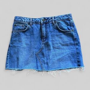 BDG Frayed Hem Denim Jean Mini Skirt - Blue